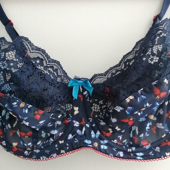 Cleo By Panache Kayla Butterfly Print Lace Balconette Bra 32G - Picture 5 of 16